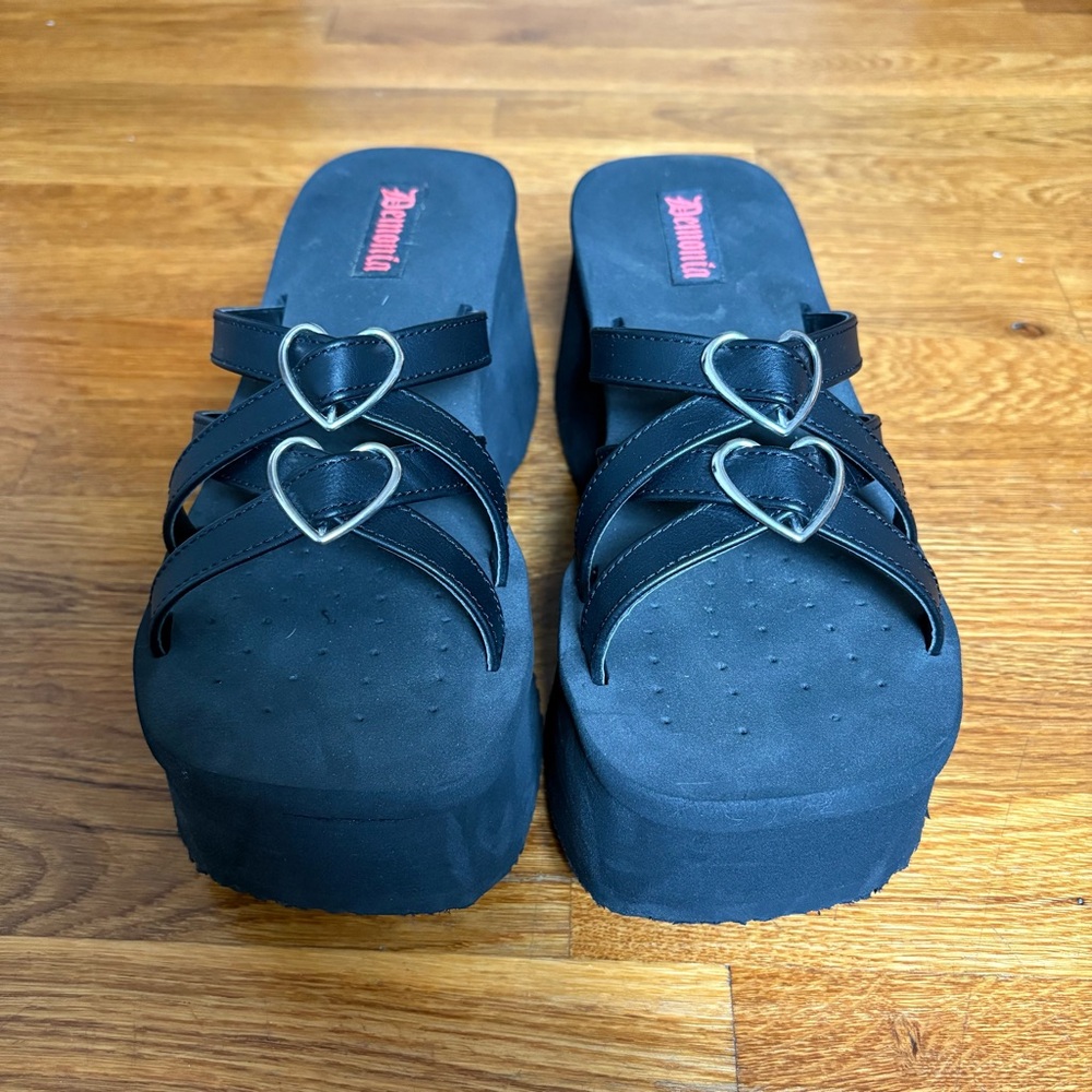 Used Demonia Funn-15 Platform Black Sandals Size 10